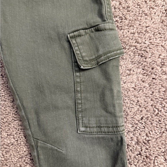 Zara Cargo Jeans Boys Size 6 Olive Green Skinny Stretch Adjustable Waist Pant - Picture 2 of 9